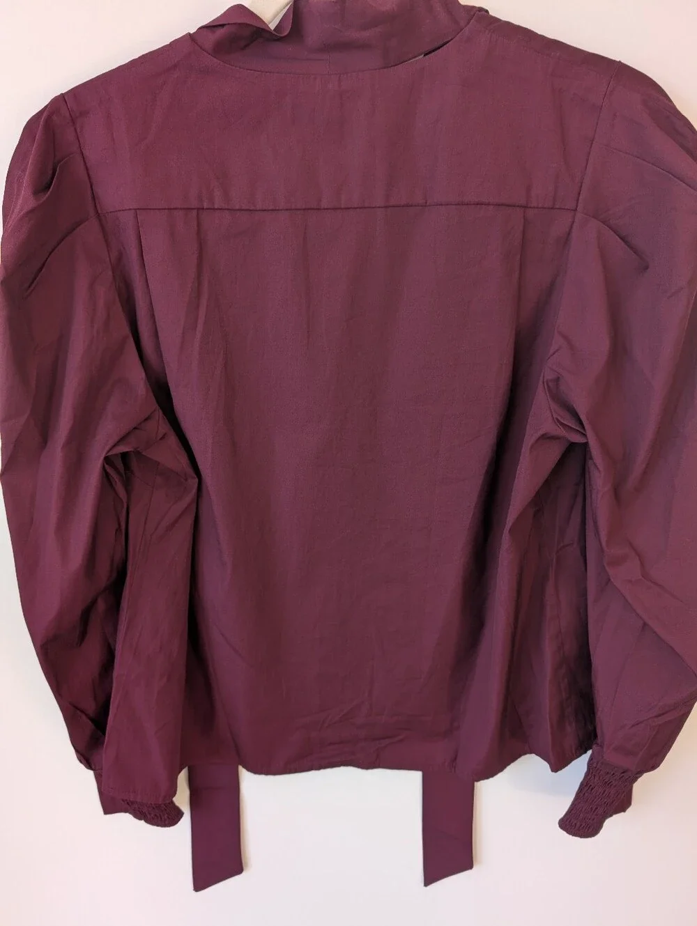Madewell Neck Tie Button-Down Blouse in Deep Plum / Burgundy (Size M)